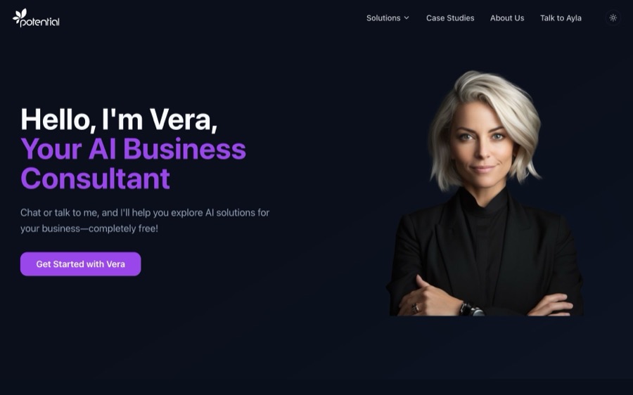 Screenshot of the live Vera site