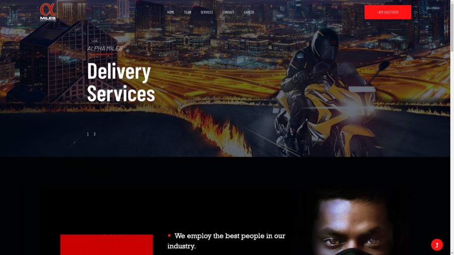 Screenshot of the Alpha Miles site