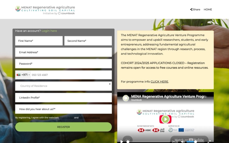 Screenshot of the MENAT Regenerative Agriculture site