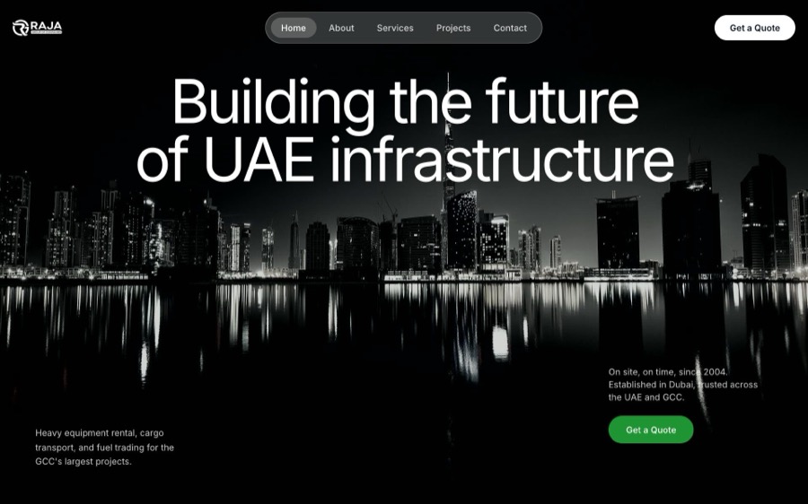 Screenshot of the Raja Group of Companies site