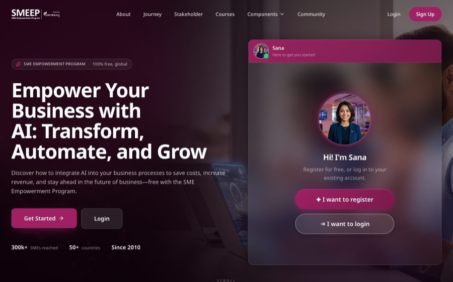 Screenshot of the SMEEP site
