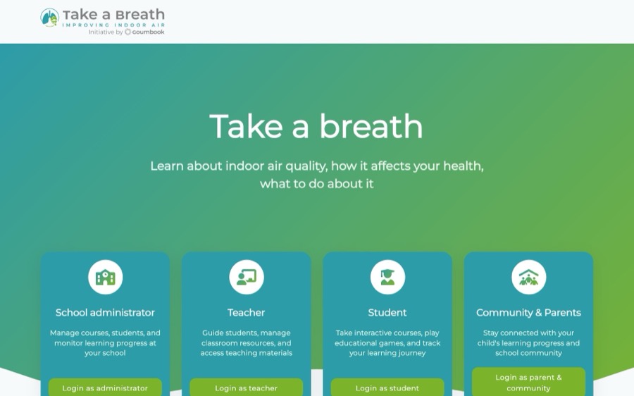 Screenshot of the Take a Breath site