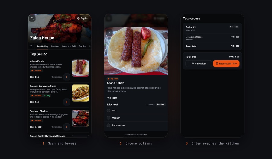 Screenshot of the Telamenu site